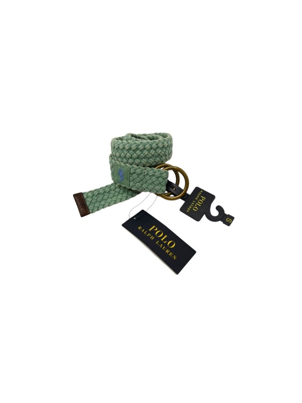 NWT Polo Ralph Lauren Braided Woven Belt Sz S Green Double Ring Buckle Preppy